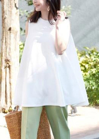 Loose White O-Neck Cotton T Shirt Summer LY1971 - fabuloryshop