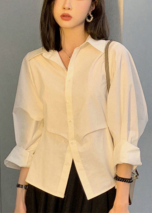 White Peter Pan Collar Button Blouse Fall