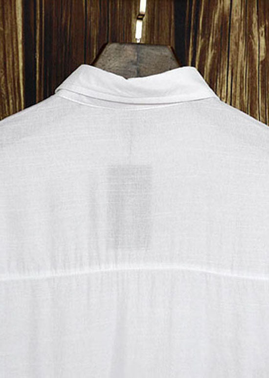 Loose White Peter Pan Collar Patchwork Cotton Shirts Dresses Long Sleeve Ada Fashion