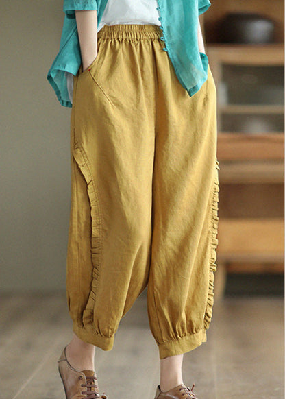 Loose Yellow Patchwork Solid Lantern Pants Summer TQ1054 - fabuloryshop