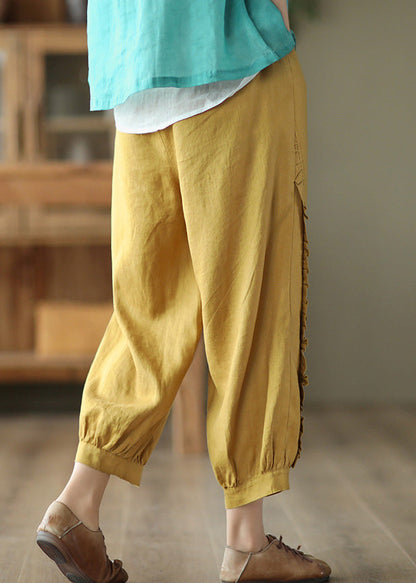 Loose Yellow Patchwork Solid Lantern Pants Summer TQ1054 - fabuloryshop