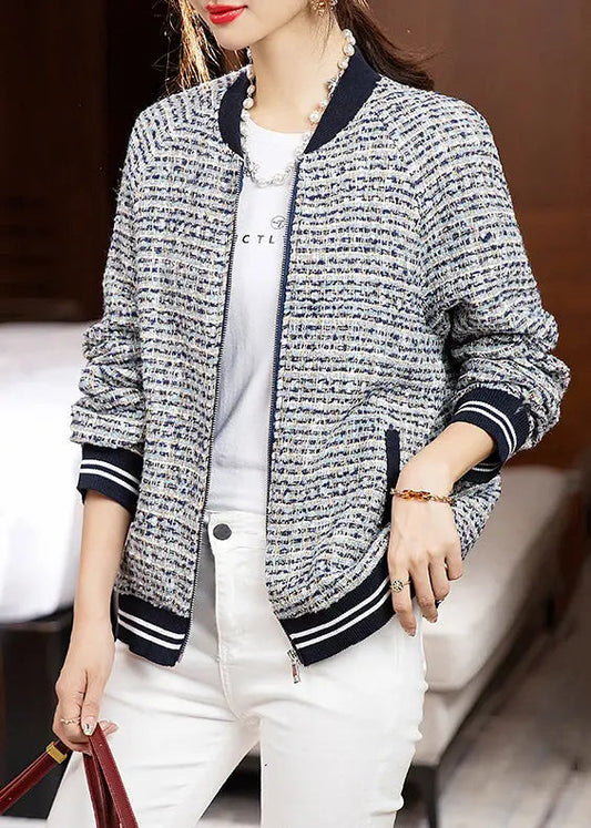 Loose Zip Up Striped Patchwork Cotton Coats Long Sleeve Ada Fashion