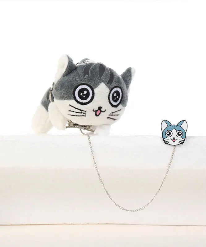 Lovely Light Grey Alloy Chain Smiling Face Little Cats Brooches Ada Fashion