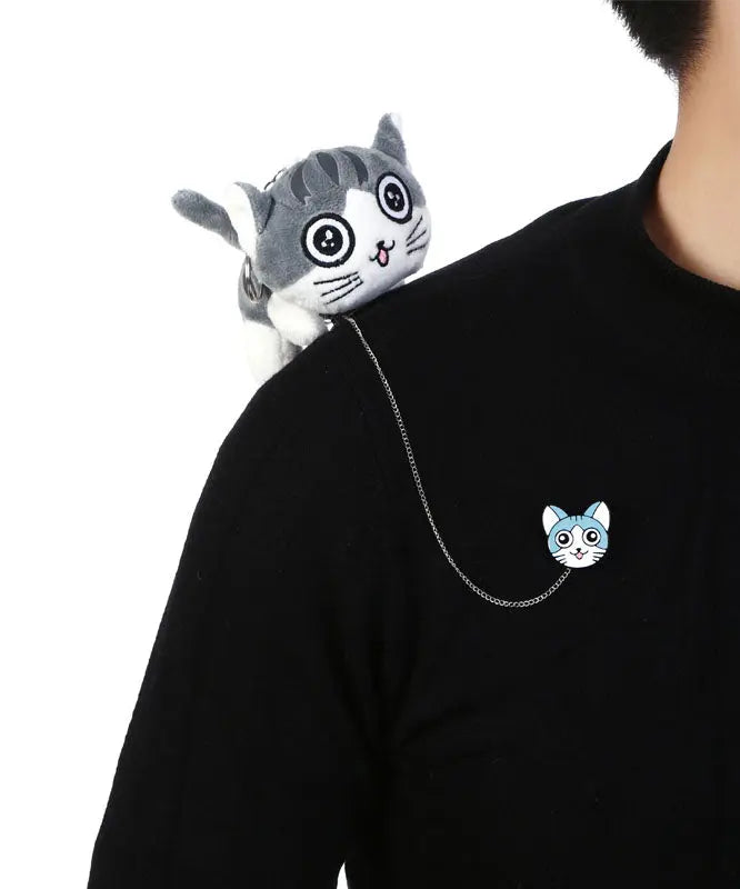 Lovely Light Grey Alloy Chain Smiling Face Little Cats Brooches Ada Fashion