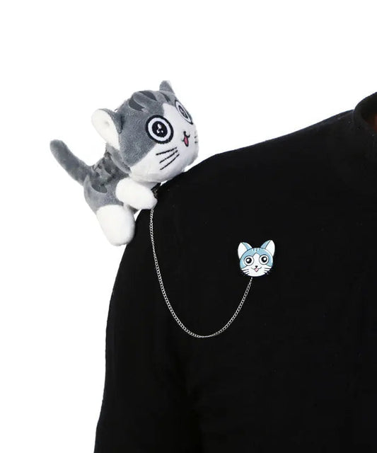 Lovely Light Grey Alloy Chain Smiling Face Little Cats Brooches Ada Fashion