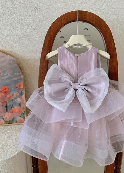 Lovely Pink O-Neck Patchwork Layered Tulle Kids Girls Dress Summer LY5459 - fabuloryshop