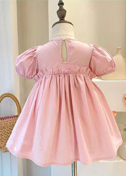 Lovely Pink Ruffled Patchwork Cotton Kids Girls Dress Summer LY5501 - fabuloryshop