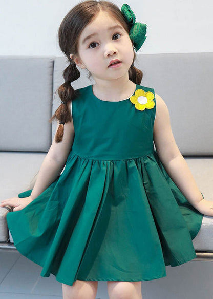 Lovely Yellow Floral Patchwork Cotton Girls Mid Dresses Sleeveless LY6431 - fabuloryshop