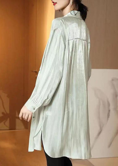 Modern Apricot Oversized Side Open Draping Chiffon Long Shirt Spring LY2774 - fabuloryshop