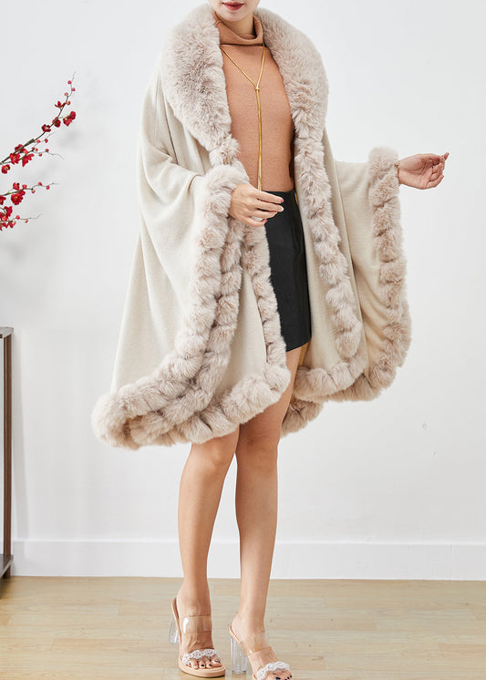 Modern Beige Fur Collar Oversized Patchwork Cotton Cardigan Fall Ada Fashion