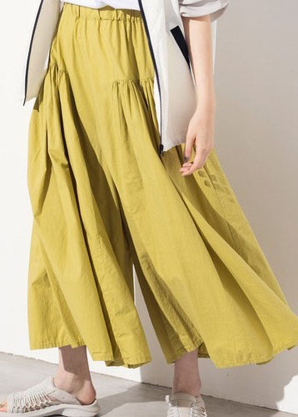 Modern Black Elastic Waist Wrinkled Cotton Wide Leg Pants Spring LY1326 - fabuloryshop