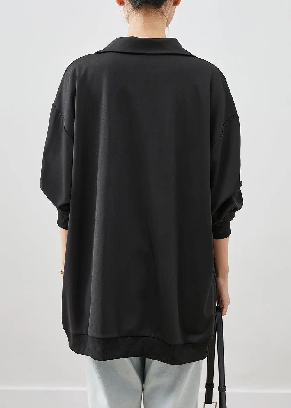 Modern Black Oversized Patchwork Cotton Coats Fall Ada Fashion