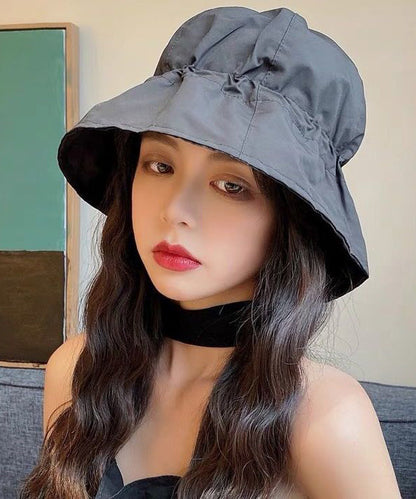 Modern Black Patchwork Drawstring Solid Bucket Hat LY500 - fabuloryshop