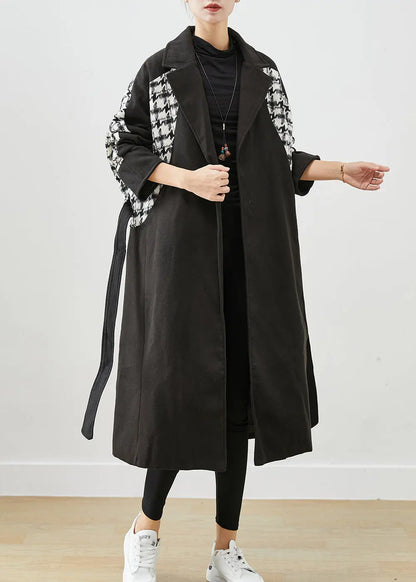 Modern Black Thick Patchwork Plaid Woolen Coat Outwear Fall Ada Fashion