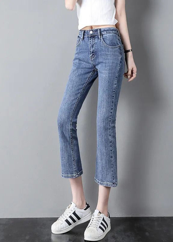 Modern Blue High Waist Patchwork Button Crop Jeans Summer TY1058 - fabuloryshop