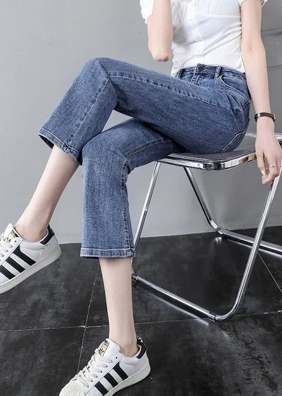 Modern Blue High Waist Patchwork Button Crop Jeans Summer TY1058 - fabuloryshop