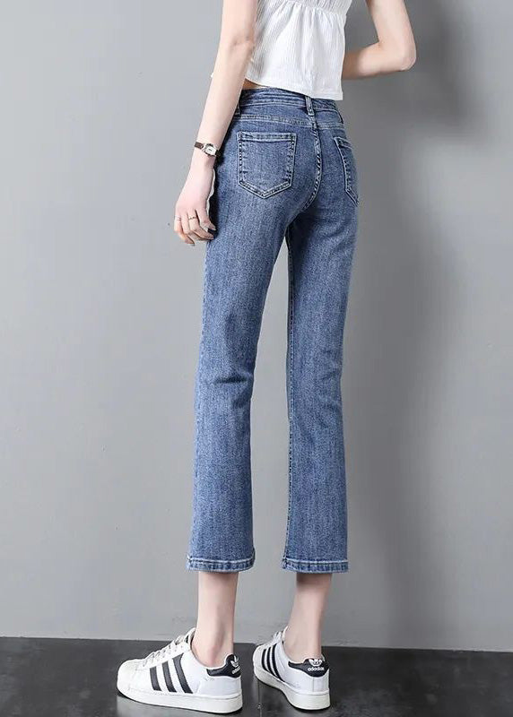 Modern Blue High Waist Patchwork Button Crop Jeans Summer TY1058 - fabuloryshop