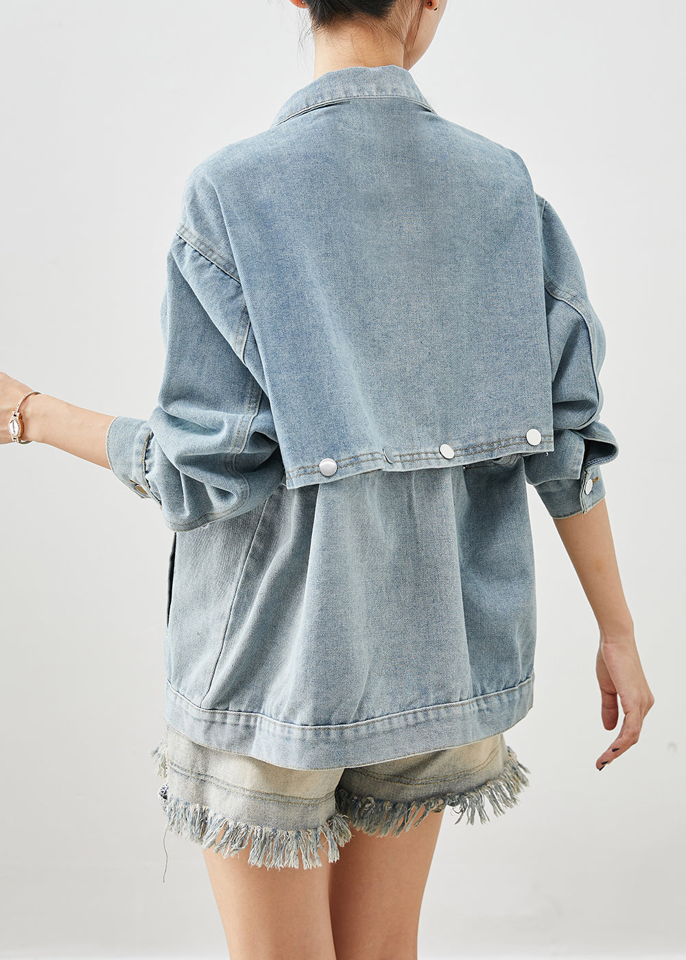 Modern Blue Oversized Two Wearing Methods Denim Coat Fall Ada Fashion