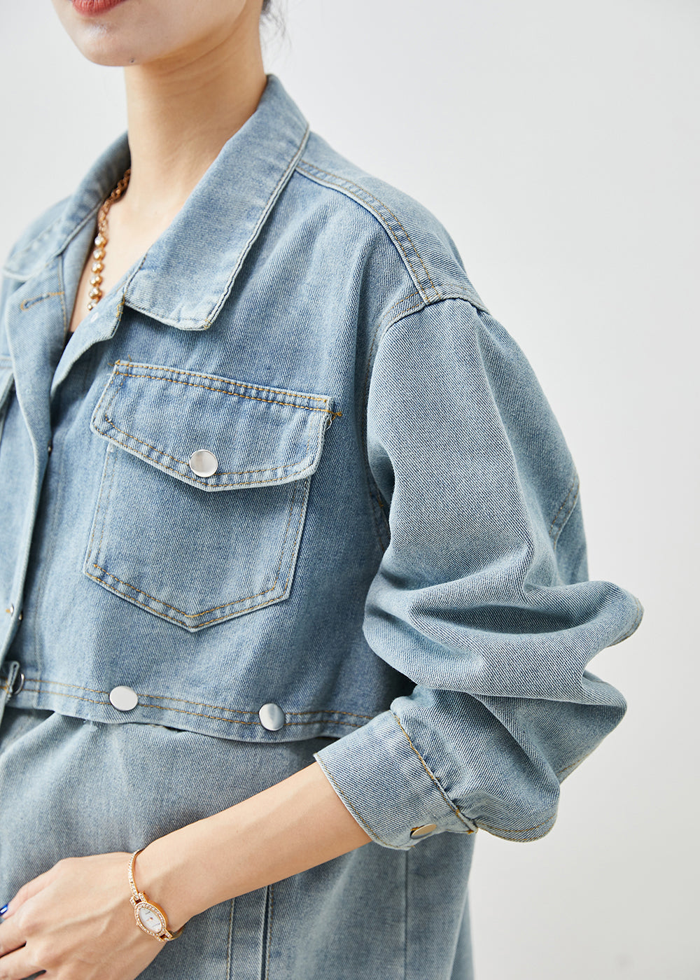 Modern Blue Oversized Two Wearing Methods Denim Coat Fall Ada Fashion