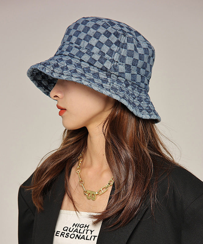 Modern Blue Plaid Patchwork Cotton Cowboy Hat LY535 - fabuloryshop