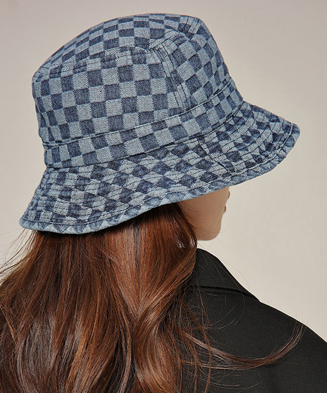 Modern Blue Plaid Patchwork Cotton Cowboy Hat LY535