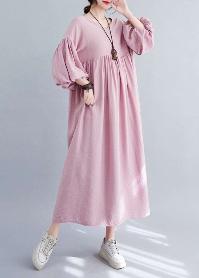 Modern Coffee Oversized Exra Large Hem Cotton Pleated Dresses Lantern Sleeve LY5355 - fabuloryshop