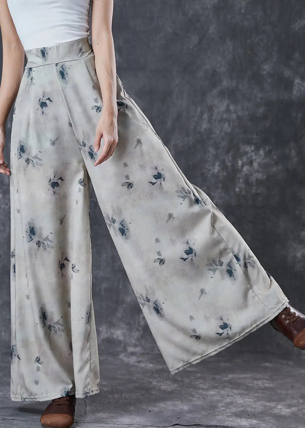 Modern Elastic Waist Tie Dye Cotton Wide Leg Pants Fall Ada Fashion