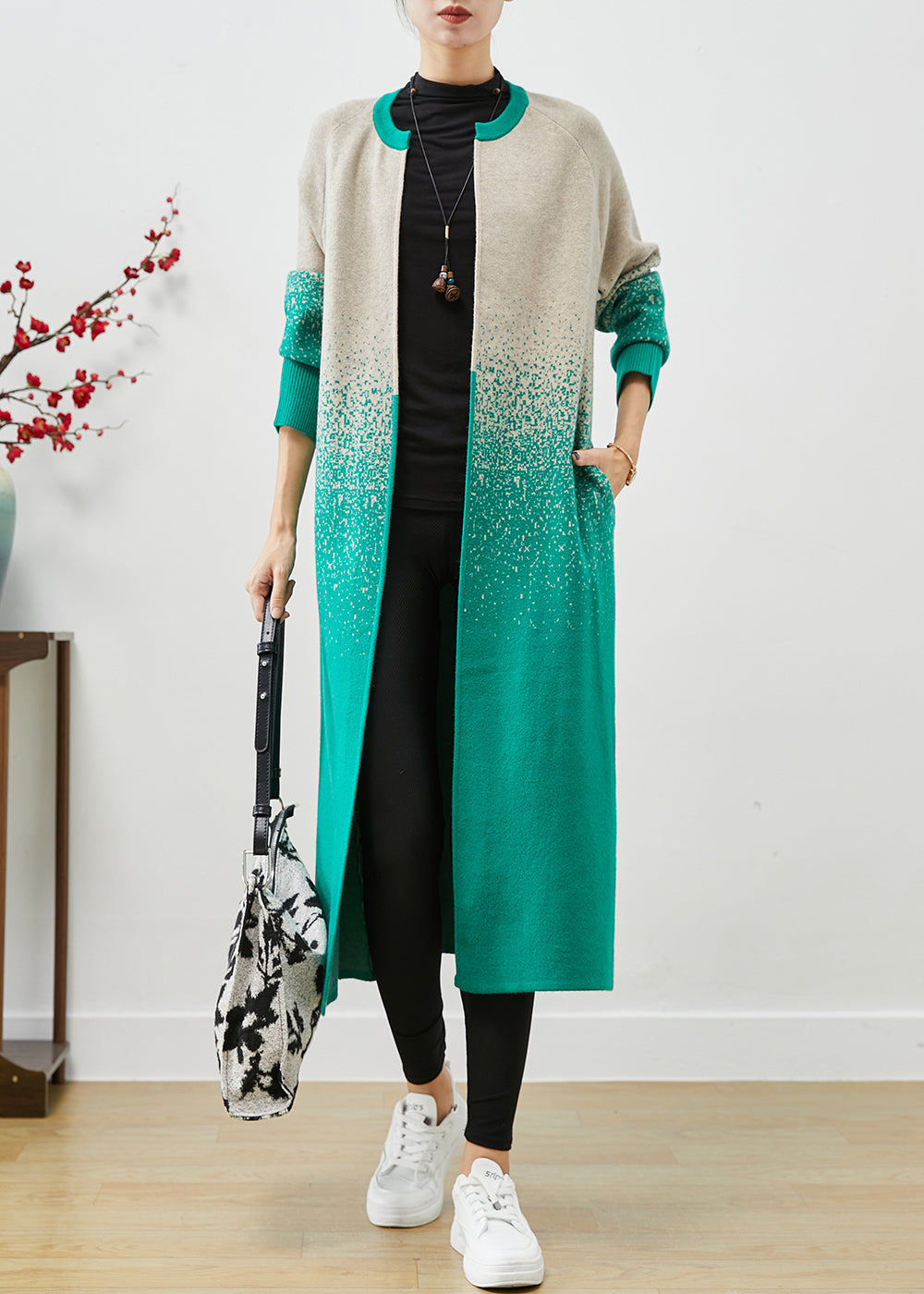 Modern Gradient Color Silm Fit Thick Knit Trench Coats Fall Ada Fashion