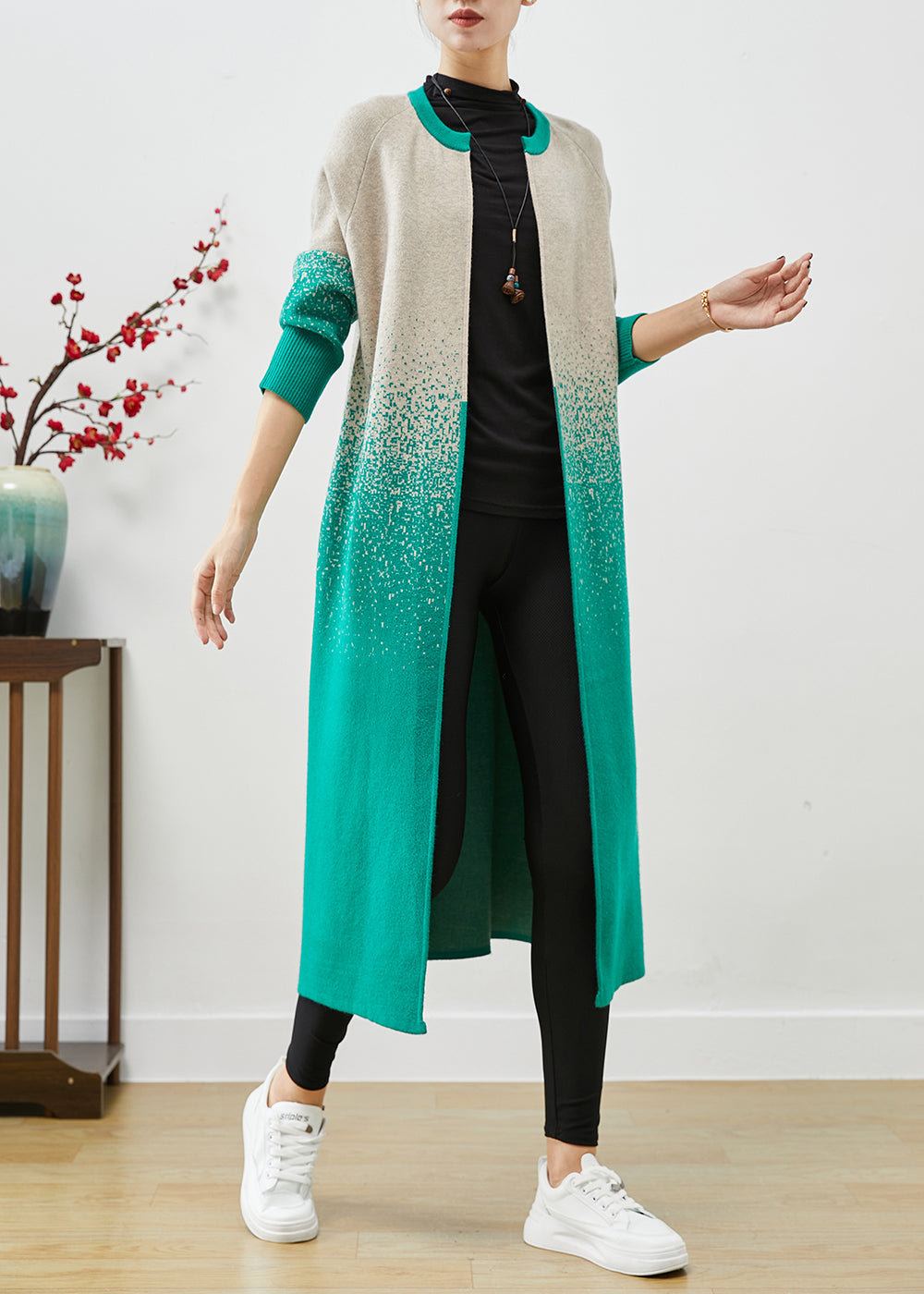 Modern Gradient Color Silm Fit Thick Knit Trench Coats Fall Ada Fashion