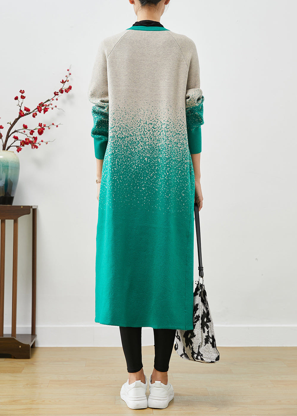 Modern Gradient Color Silm Fit Thick Knit Trench Coats Fall Ada Fashion