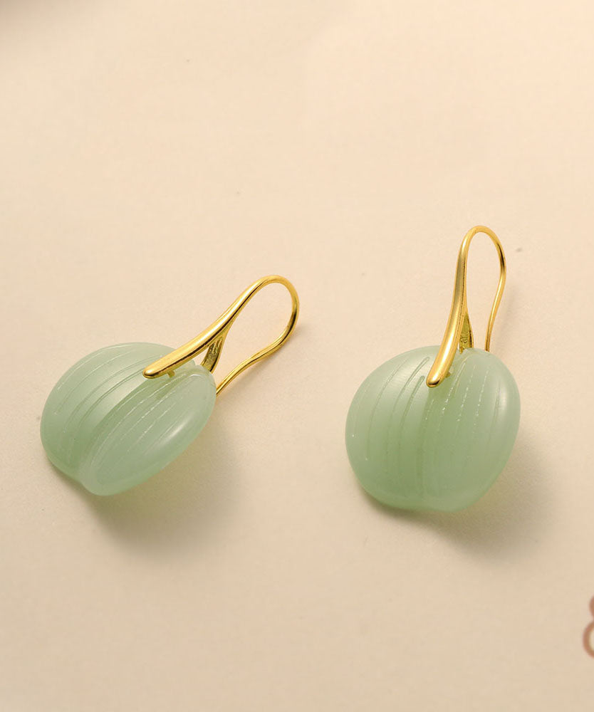 Modern Green Coloured Glaze Jade Hoop Earrings Ada Fashion