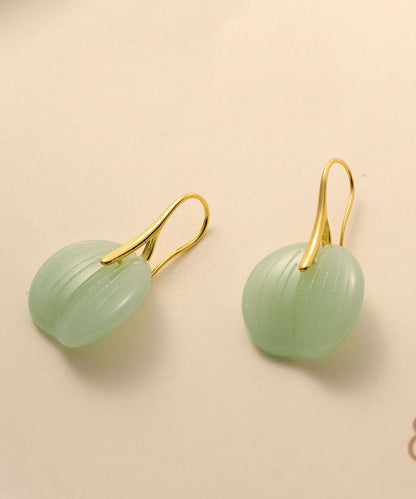 Modern Green Coloured Glaze Jade Hoop Earrings Ada Fashion