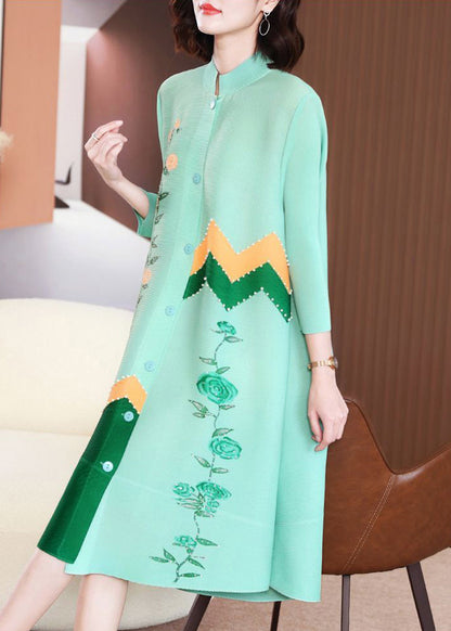 Modern Green Stand Collar Patchwork Nail Bead Dresses Bracelet Sleeve LY2781 - fabuloryshop