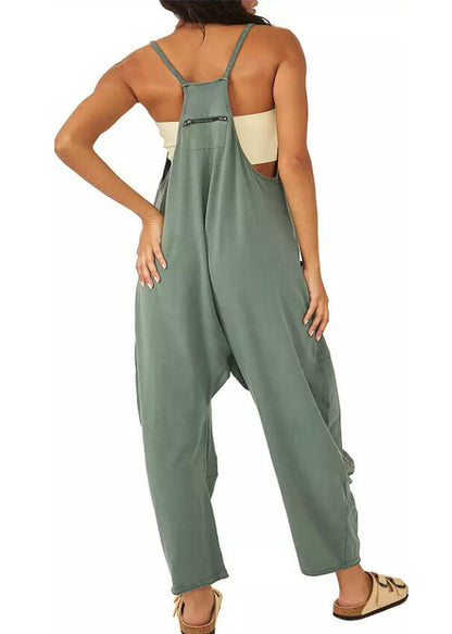 Modern Green V Neck Patchwork Solid Jumpsuit Summer LY1955 - fabuloryshop