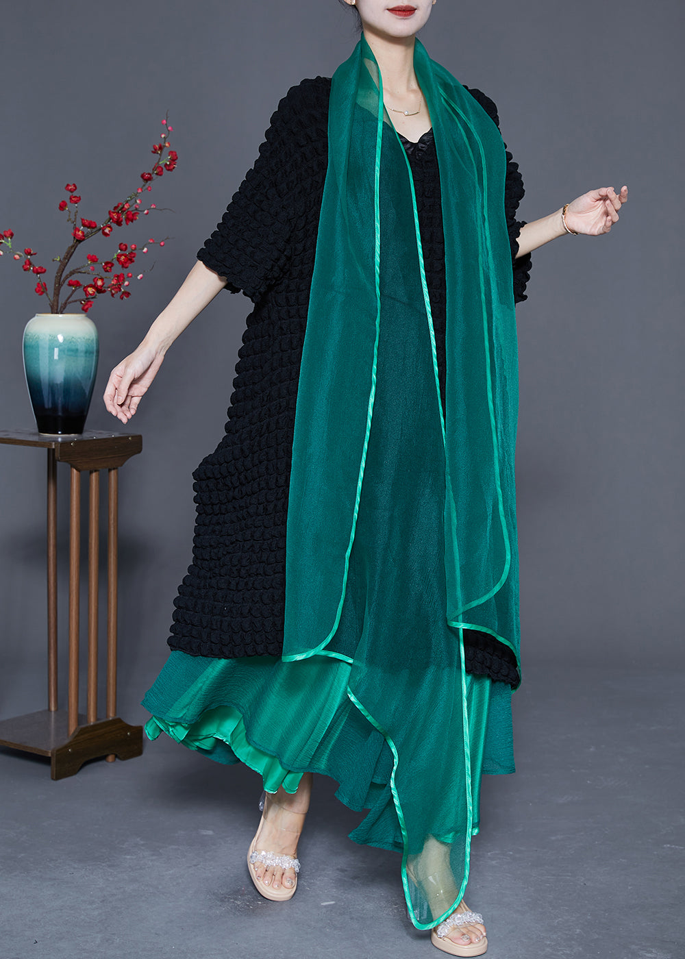 Modern Oversized Jacquard Silk Three Pieces Set Summer LY4833 - fabuloryshop