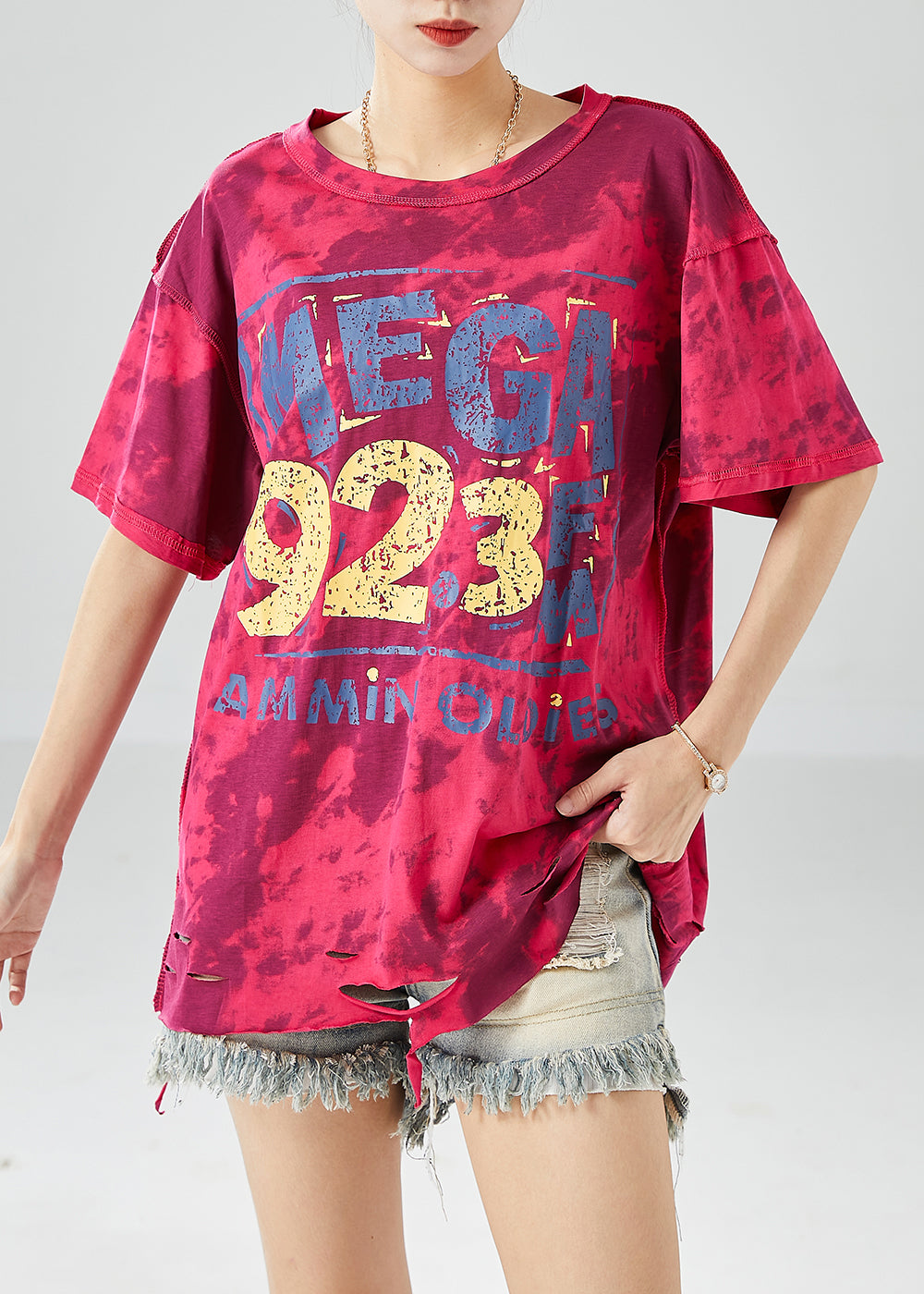 Modern Rose Oversized Tie Dye Cotton Tanks Summer LY6135 - fabuloryshop