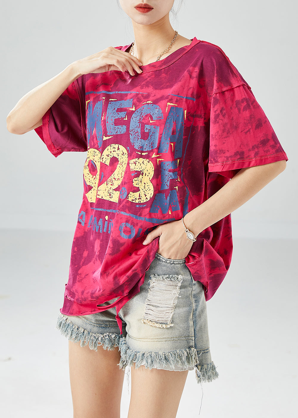 Modern Rose Oversized Tie Dye Cotton Tanks Summer LY6135 - fabuloryshop