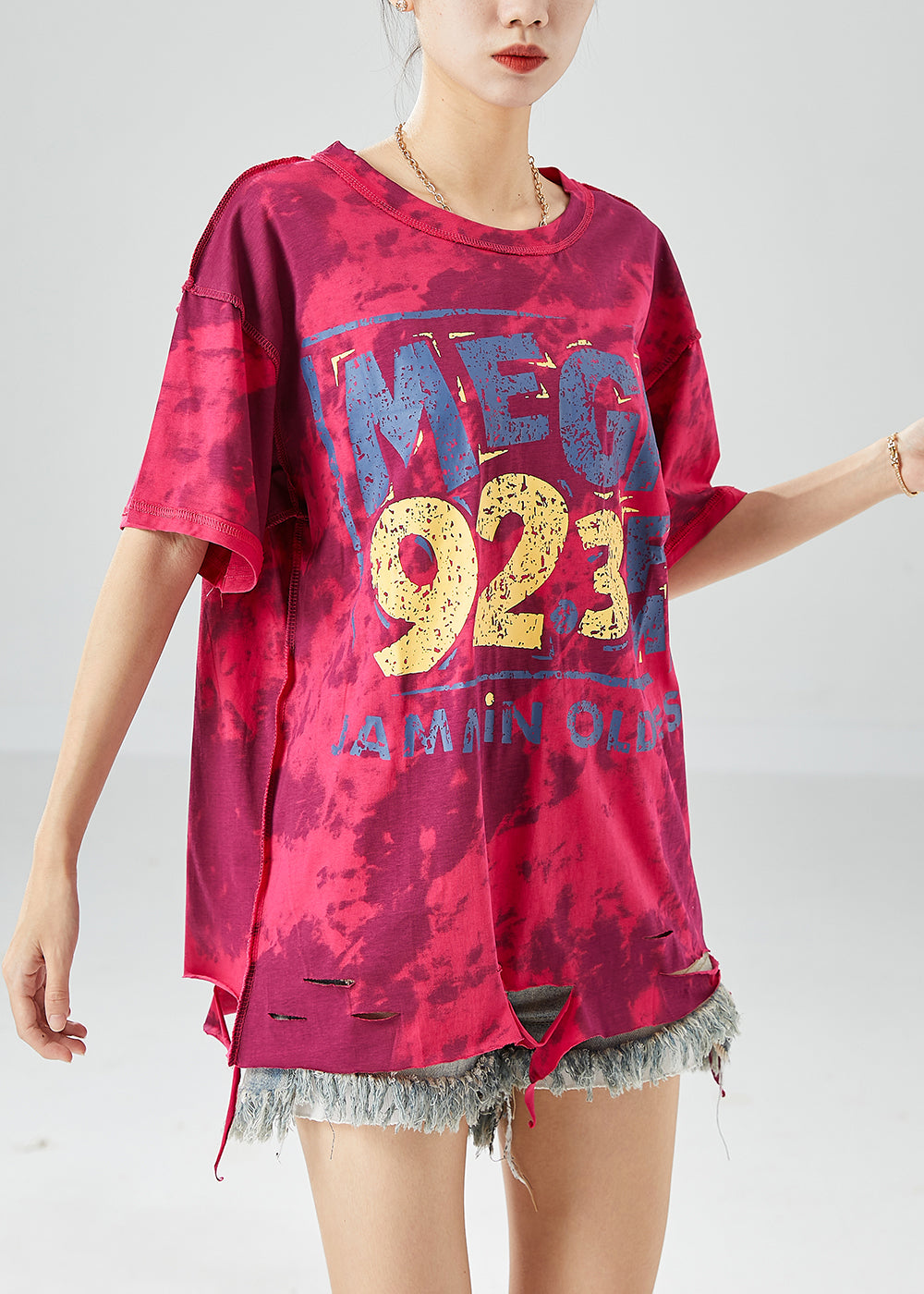 Modern Rose Oversized Tie Dye Cotton Tanks Summer LY6135 - fabuloryshop