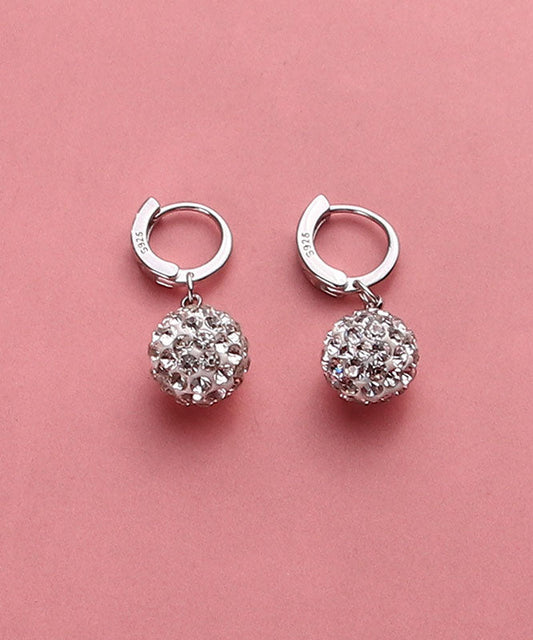 Modern Silk Silver Zircon Ball Drop Earrings TW1035 - fabuloryshop