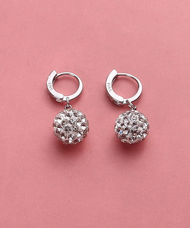 Modern Silk Silver Zircon Ball Drop Earrings Ada Fashion