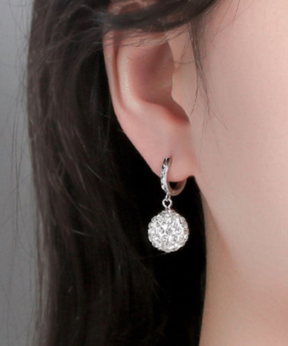 Modern Silk Silver Zircon Ball Drop Earrings TW1035 - fabuloryshop