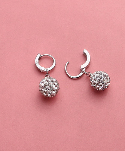 Modern Silk Silver Zircon Ball Drop Earrings TW1035 - fabuloryshop