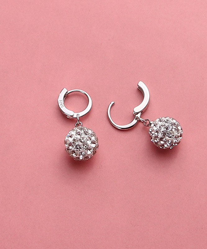 Modern Silk Silver Zircon Ball Drop Earrings Ada Fashion