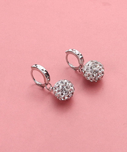 Modern Silk Silver Zircon Ball Drop Earrings TW1035 - fabuloryshop