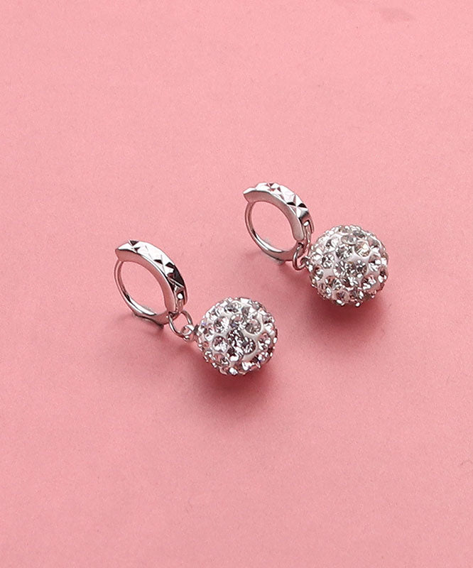 Modern Silk Silver Zircon Ball Drop Earrings Ada Fashion