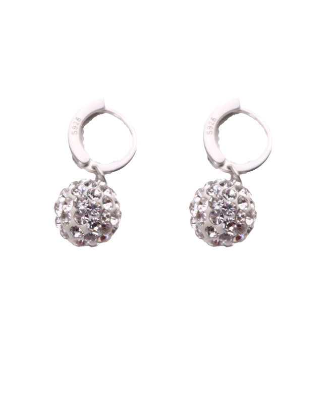 Modern Silk Silver Zircon Ball Drop Earrings Ada Fashion