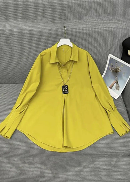 Modern V Neck Yellow Knit Waistcoat And Shirts Two Pieces Set Long Sleeve Ada Fashion