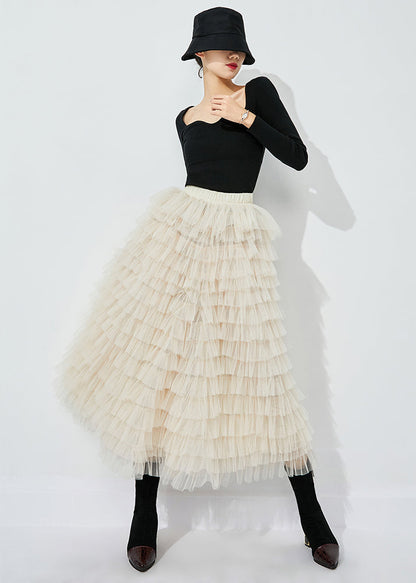 Modern White Elastic Waist Tulle Holiday Skirts Summer LY0841 - fabuloryshop