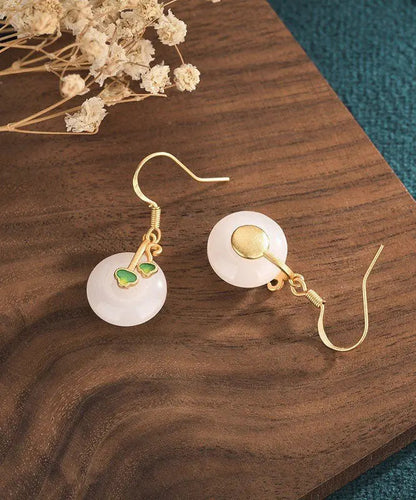 Modern White Jade Cloisonne Enamel Drop Earrings Ada Fashion