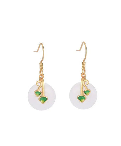 Modern White Jade Cloisonne Enamel Drop Earrings Ada Fashion